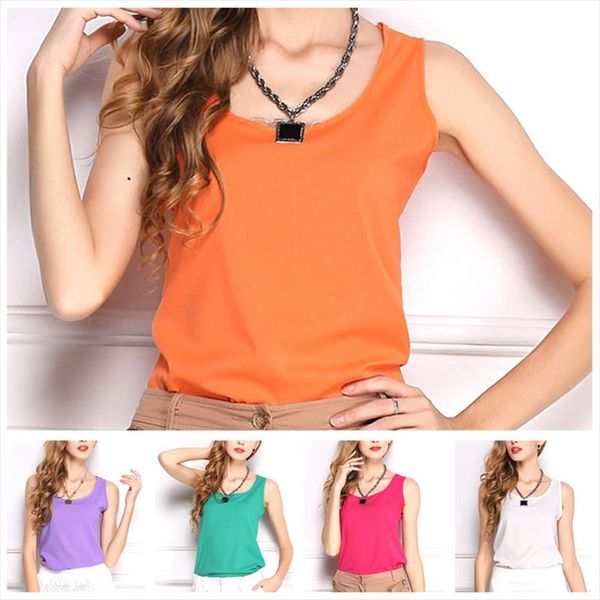 

2020 candy color shirts loose solid 1pc 6sizes sleeveless 11colors unique comfortable chiffon soft, White
