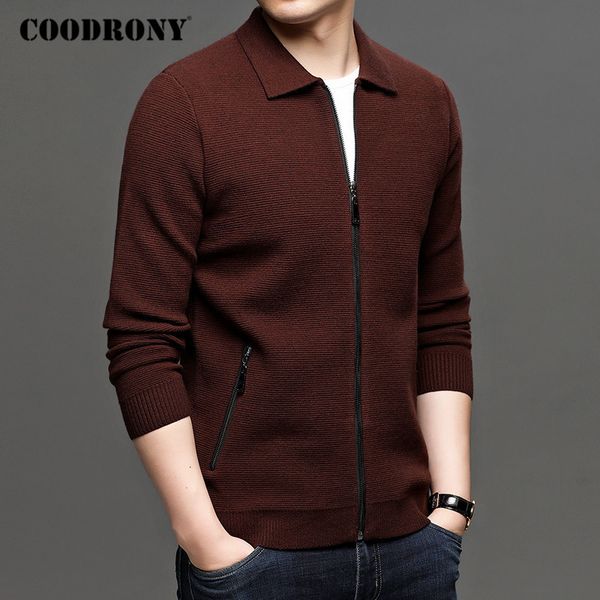 

coodrony brand cardigan men fashion streetwear sweater coat men autumn winter new arrival thick warm wool cardigans pocket c1197 201119, White;black