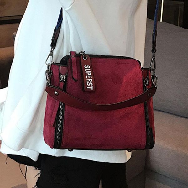 

shoulder bags women messenger bag vintage crossbody tote leather red brown handbags