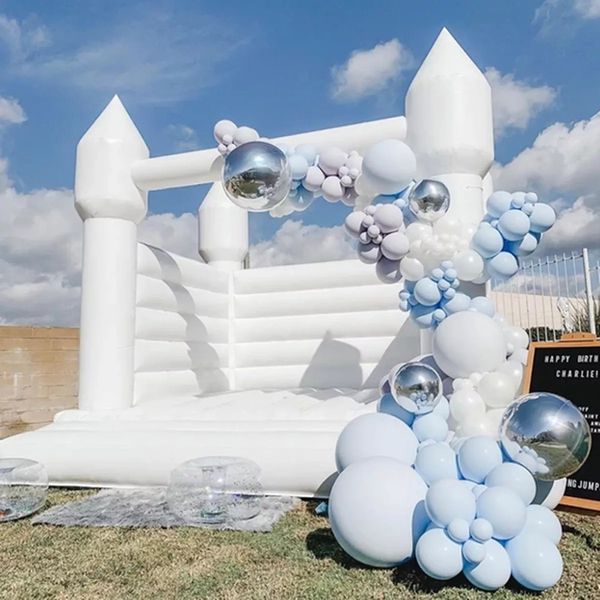 

white bouncy castle giant 15x15 ft full pvc inflatable wedding bounce castles jumping bed jumper black bouncer house for fun inside outdoor