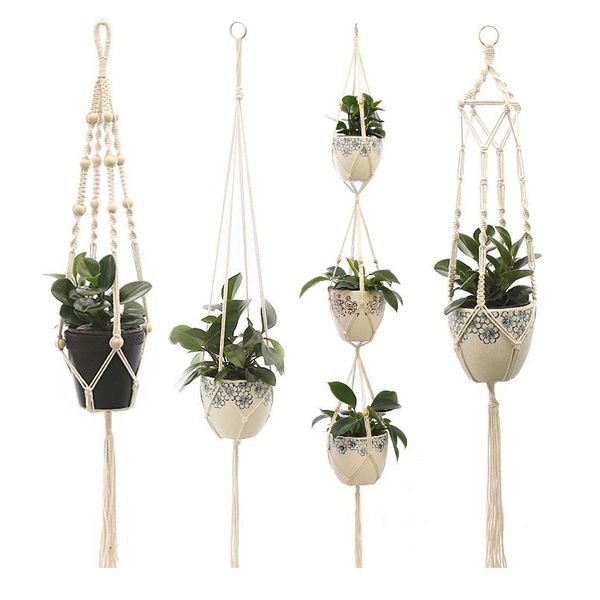 

handmade hanging baskets flowerpot plant holder pot macrame plant hangers creative indoor wall hanging planter plan bbyuqd