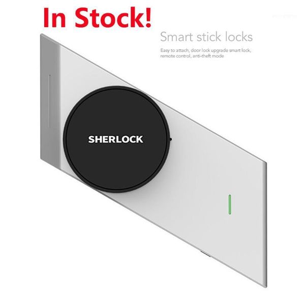 

new silver sherlock s2 smart door lock home keyless lock easy to attach smart electronic wireless app phone control1