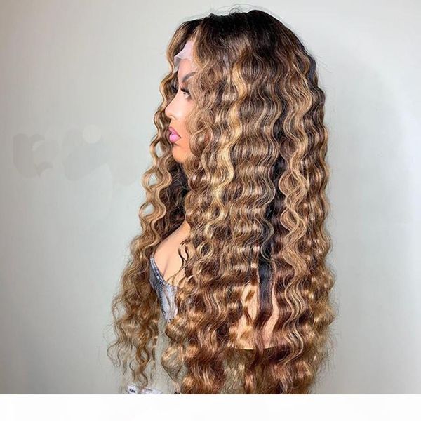 

long deep wave highlight 360 lace frontal human hair wigs with baby hair iindian full lace wig for black women natural hairline