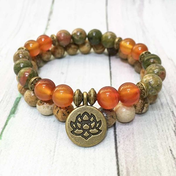 

mg0562 природные сердолик unakite браслет для женщин модные mala yoga браслет духовно мощное ювелирные изделия энергия, Black