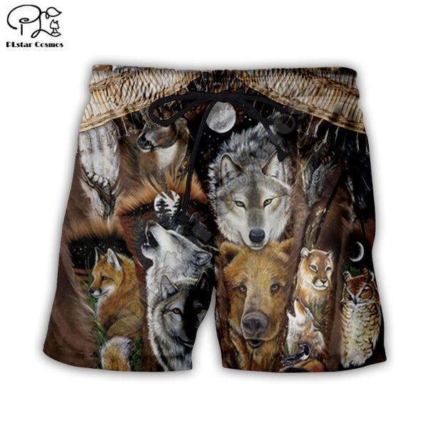 

men's shorts men skull native eagle wolf 3d printed deer hunting fashion summer quick dry board streetwear s-3, White;black