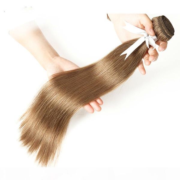 

double drawn silky straight hair brazilian hair weave bundles color 8# 6# brown 100% remy human hair 14-24 inch, Black