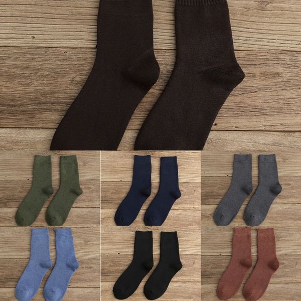 

idlkz мужские носки среднего среднего полотенце бархат утолщенной теплый терри осенью и зимой теплые мужские сплошной цвет хлопка носки сере, Black