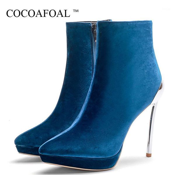 

cocoafoal reindeer winter women laarzen woman high heels shoes plus size 43 blue laarzen stiletto single boots1, Black