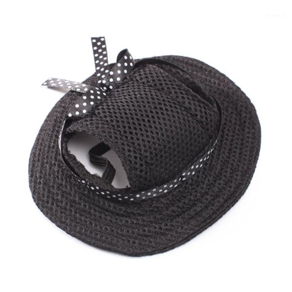

pet dog mesh porous sun cap hat with ear holes for small dogs - size (black)1