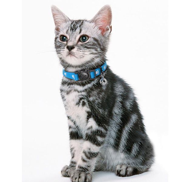 

4pcs/lot quick release cat collar nylon safety breakaway cat kitten collars with bell for small pets cats dogs mixed jllayn