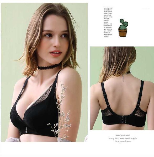 

the new unribbed lace collection comfortable skin-friendly cotton underwear b cup breathable soft bra woman1, Red;black