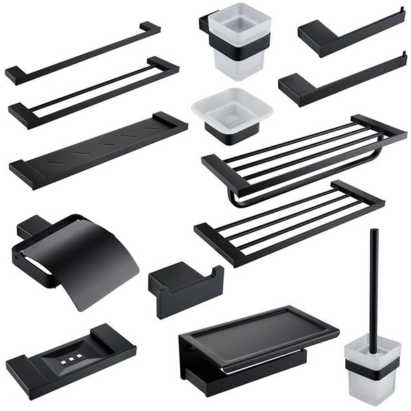

аксессуары для ванной комнаты оборудование set matte black sus304 из нержавеющей стали бумаги держатель для зубных щеток держатель для полот