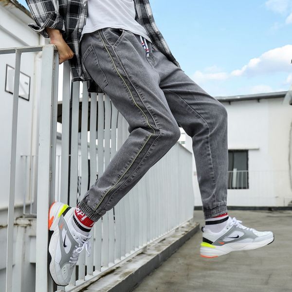 

мужские свободные узкие джинсы и джинсы корейский моды брюки 2020 весна вскользь гетры студентов моды персонализированных брюки мужчины z4op, Blue