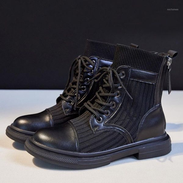 

new autumn early winter boots women genuine leather shoes ladies fashion ankle boots wool shoes thick sole black footwear yx26281