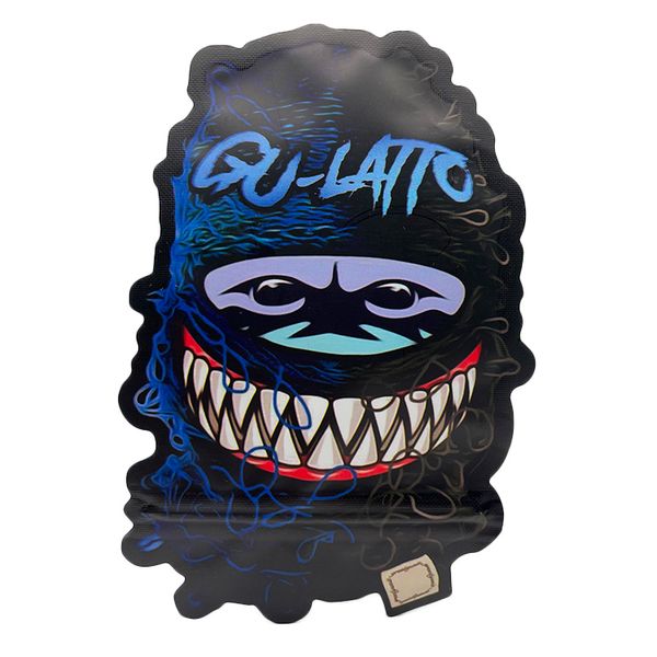 

custom printing shape myalr bags smell proof resealable zipper aluminum foil blue die cut bag