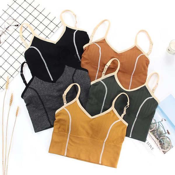 

bras summer girls tank crop seamless u-shaped back tube female sports underwear bra bralette brassiere, Red;black