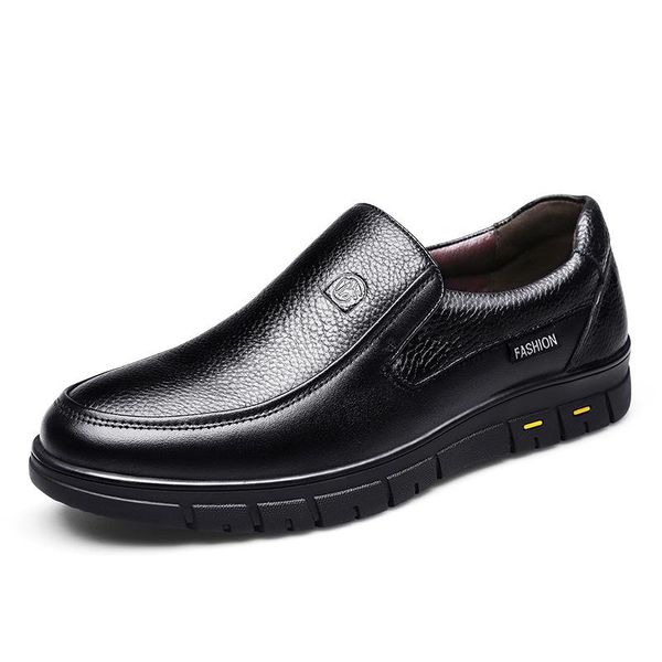 

mans formal shoes slip on 2020 summer genuine leather men's dress shoe black male office footwear breathable