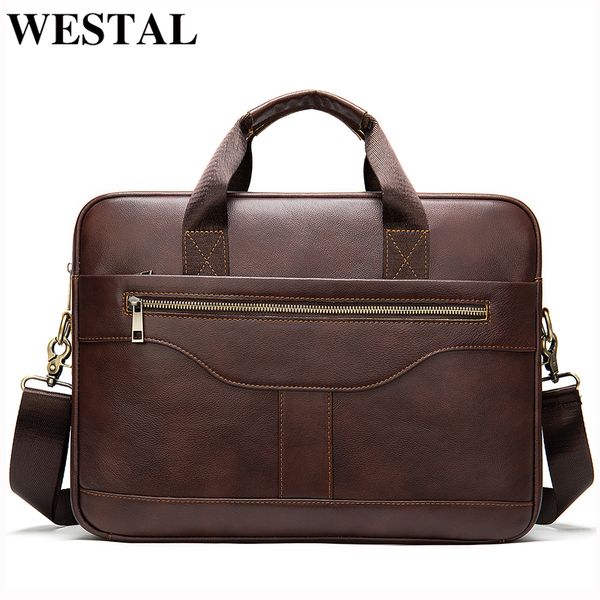 

westal messenger briefcase/men's genuine lapoffice bags for bussiness design bag men leather tote