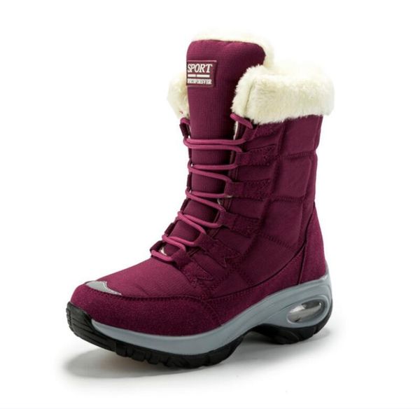 

winter women boots add wool warm snow boots women air outdoor non-slip shoes comfortable ladies, Black