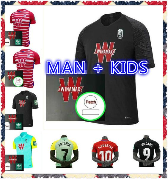 

20 21 granada kids soccer jerseys home away third soldado herrera 2020 2021 antonio puertas vadillo camiseta de fútbol football shirts, Black;yellow