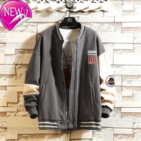 

casual england style new 2020 spring autumn jacket men brand baseball clothes plus oversize m-5xl, Black