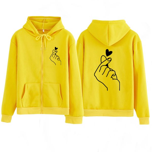 

wholesale zipper hooded sweater new korean version of autumn and winter loose front and rear printing refill male and female student couple, Black