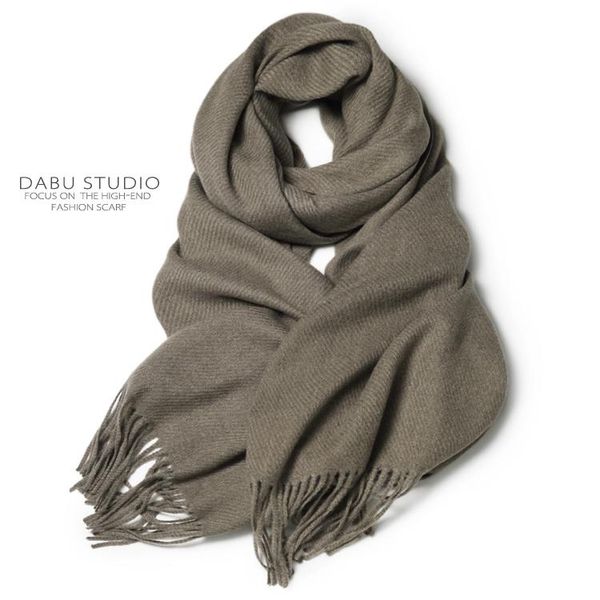

hats, scarves & gloves sets autumn and winte faux cashmere soft fluffy coffee gray solid color imitation scarf with tassel for women men, Blue;gray
