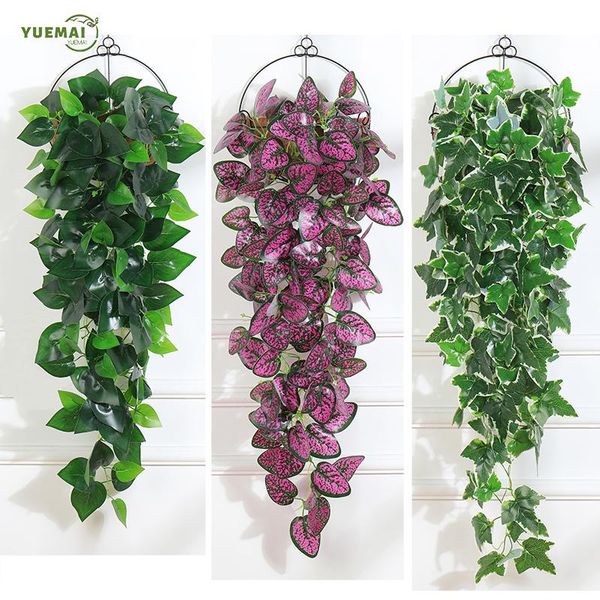 

decorative flowers & wreaths 97cm artificial hanging plants 1pcs greenery leaf silk fake plant decor jungle party hojas artificiales para de