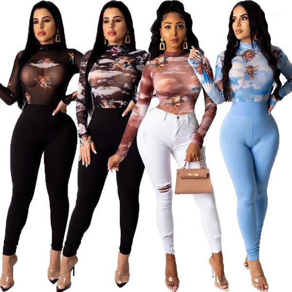 

new fashion women chiffon shirts long sleeve pattern female print blouse perspective elegant ladies clothing 20201, White