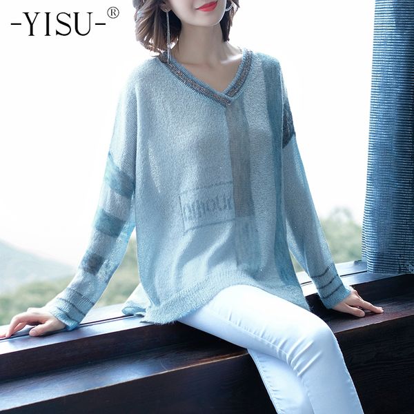 

yisu mohair sweater women loose casual v-neck long sleeve pullovers mohair jumper autumn winter soft oversize thin sweater women lj201112, White;black