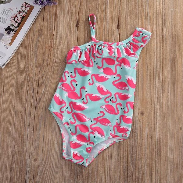 

toddler kids swimsuit cute baby girl swimwear one piece with flamingos pattern 1-6y girls swimsuit kid/children swimming suit1, White;black