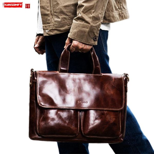 

high-end leather bag business men's bag handbag men leather computer male casual briefcase