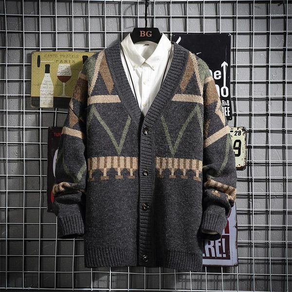 

japanese fashion man sweaters casual loose harajuku winter cardigan oversized man sweaters pull hiver men's clothing db60my1, White;black