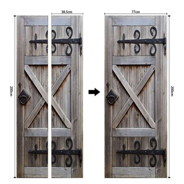 

77x200 см 3d наклейки двери diy искусство для двери самоклеющиеся обои виниловые съемные ретро арт дверные наклейки украшения дома е