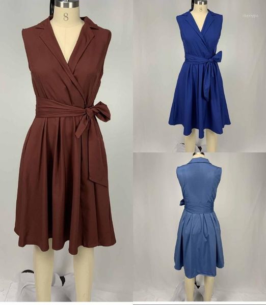

women casual dress sleeveless notched sashes summer a-line beach maxi plus size party dress1, Black;gray