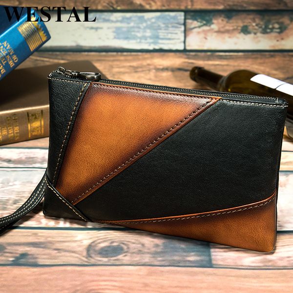 

westal women's bag genuine leather bag evening women wristlets bags clutches day bags handbags clutches envelope bolsa feminina tbehf, Red;black