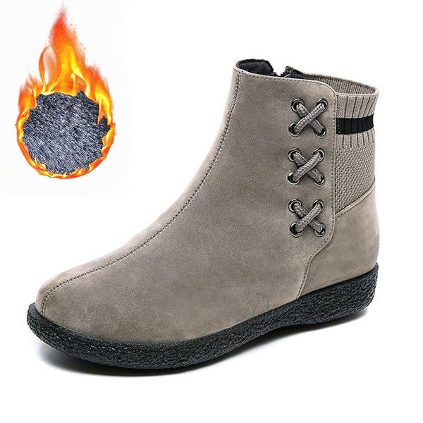 

women snow boots fashion low-heel sewing suede platform ankle boots ladies casual and comfortable style plus size 35-43 multicol, Black