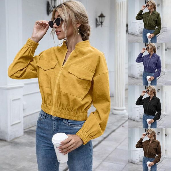 

elegant zip front soft teddy jacket women 2020 winter casual high collar warm coat female autumn outerwear black jumpers 2020, Black;brown