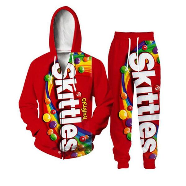

2020 new fashion men/women ramen food zipper hoodie and pants two-piece fun 3d overall printed tracksuits, Gray