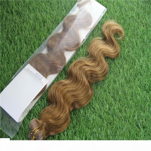 

dark brown color 10-30 inch tape in human hair extensions malaysian unprocessed virgin body weave hair skin weft hair extensions, Black