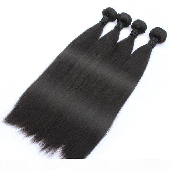 

elibess hair-drop shipping no tangle no shedding dyeable 50g pcs 5 bundles 100% virgin cuticle aligned mink brazilian hair, Black