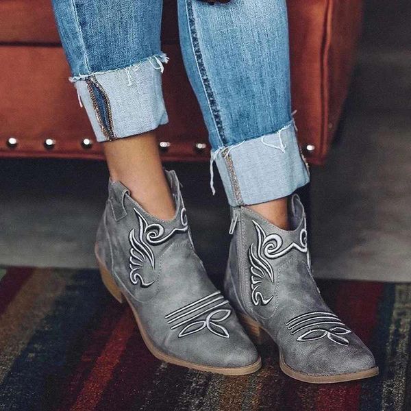 

women boots ankle shoes ladies pu leather mid heel paisley zipper 2020 female autumn fashion plus size boots new, Black