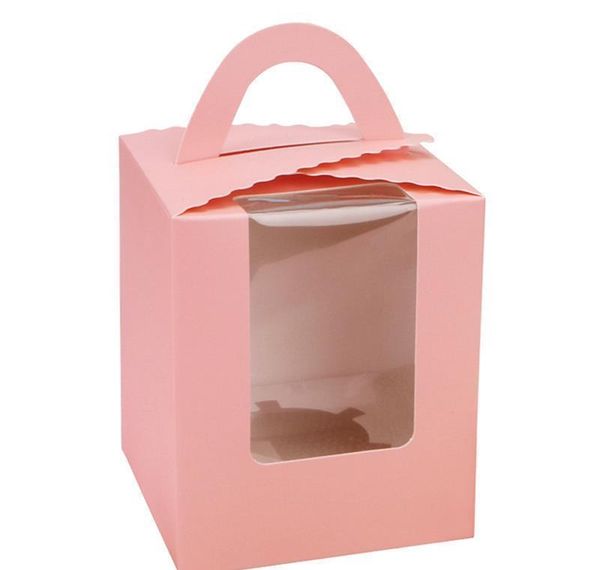 

single cupcake boxes with clear window handle portable macaron box mousse cake snack boxes paper package box birthd bbyzwd lg2010