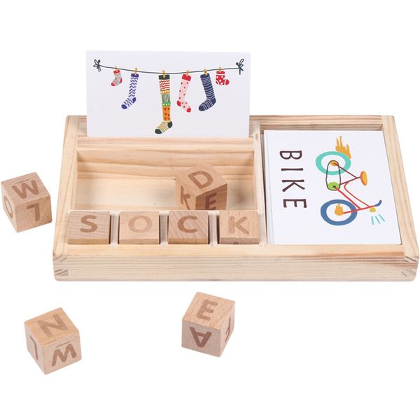 

wood cardboard learning english wooden toys for kids children's cognitive puzzle cards educational gift