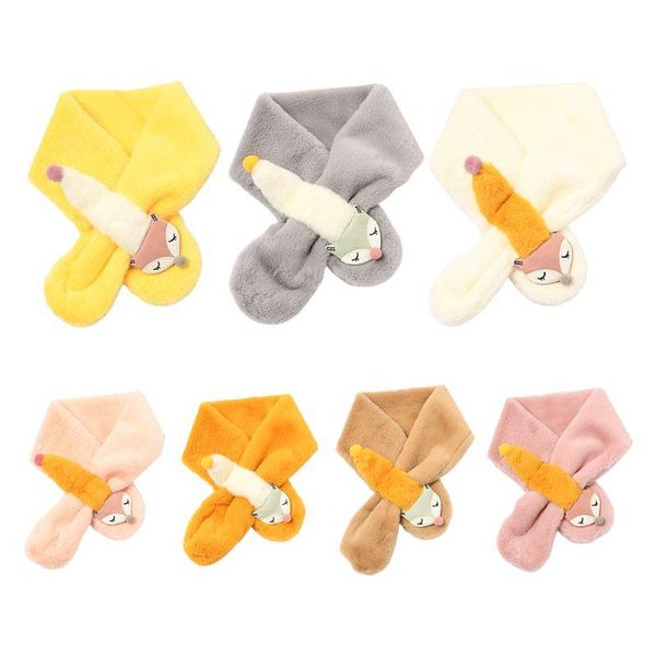 

child girls boys winter imitation hair scarf cross collar neck warmer, Blue;gray