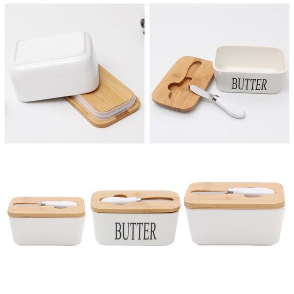 

storage bottles & jars butter dish with stainless steel knife ceramic container box1
