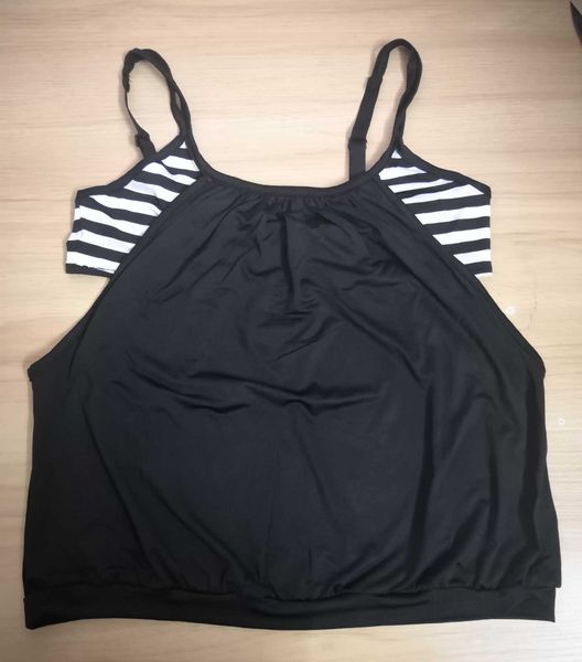 

2019 new suspender striped split bikini swimsuit, White;black