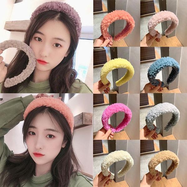 

2020 cute sweet thicken fur headband hair bands for women sweet candy color hair hoop cashmere wide hairbands hair accessories q sqctzu