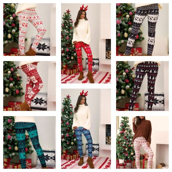 

плюс размер рождество леггинсы pant xmas tree снежинка elk печати штаны тощий колготки гетры женщины bootcut эластичный брюки брюки e111105, Blue