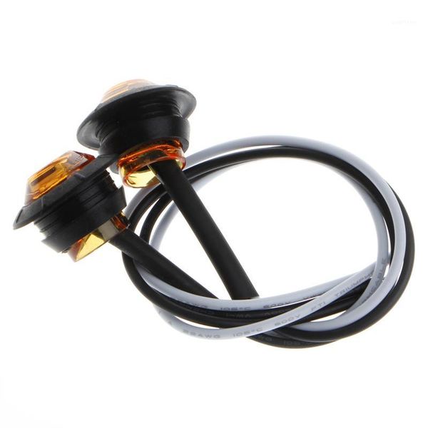 

2x mini amber 3/4\" round side 3 led marker trailer car light waterproof 270e1